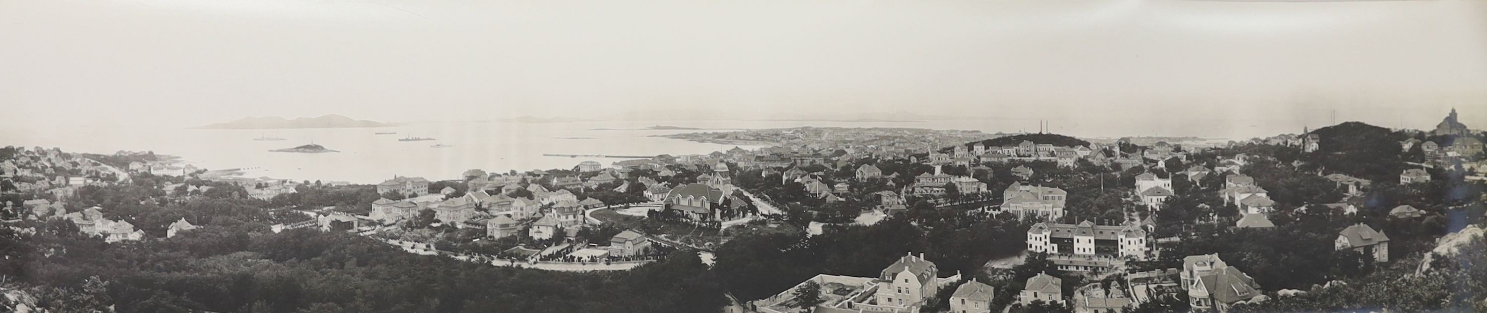 An early 20th century Chinese panoramic photograph of Qingdao Paper 149 x 25cm